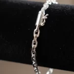 Pulseira Cartier cadeado masculina 5mm em prata 925 original com elos robustos e acabamento premium