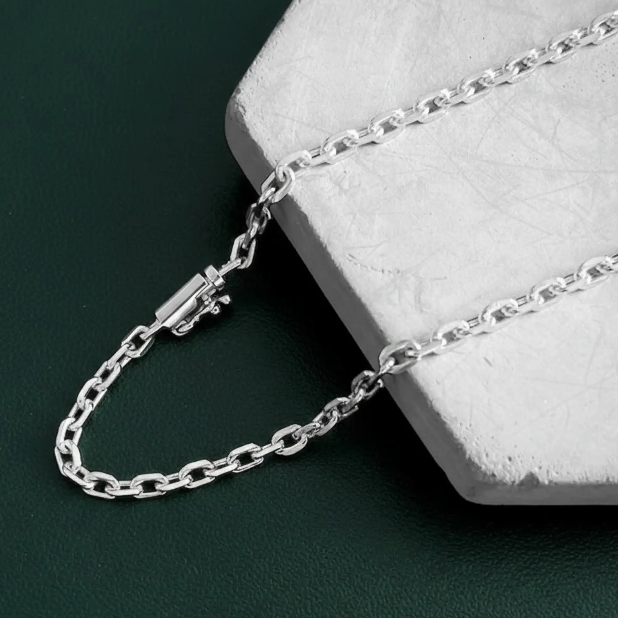 kit corrente e pulseira prata 925 cadeado cartier masculina